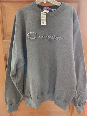 Champion Dark Gray Embroidered Logo Crewneck Sweatshirt